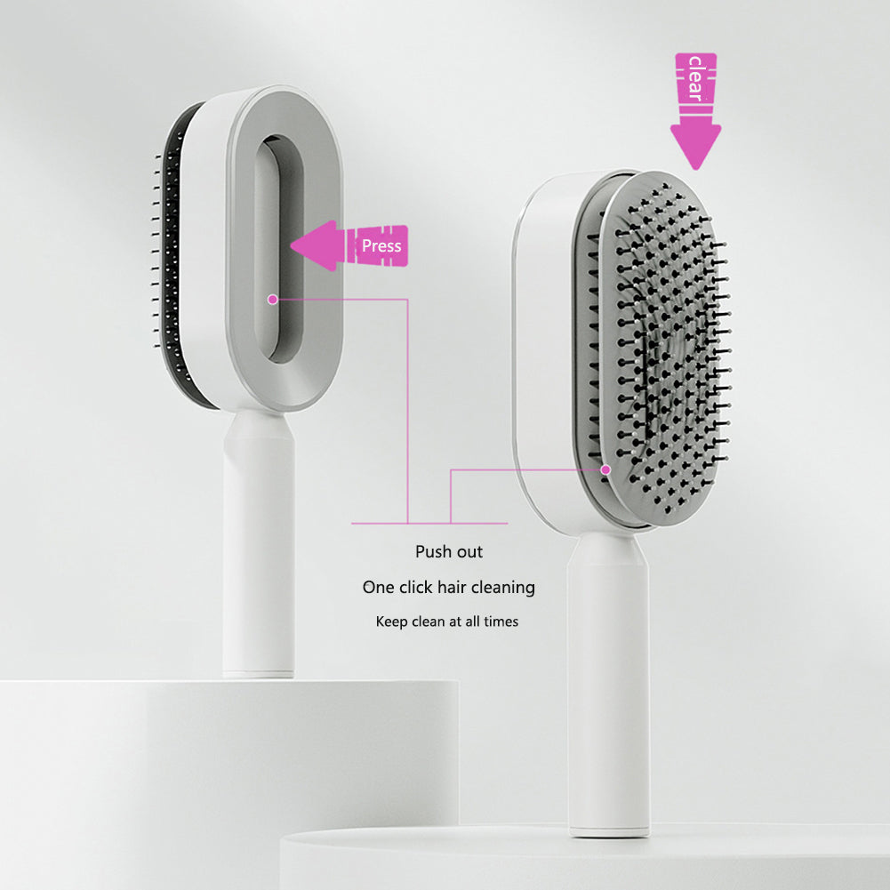 Self Cleaning Hair Brush For Women One-key Cleaning Hair Loss Airbag Massage Scalp Comb Anti-Static Hairbrush