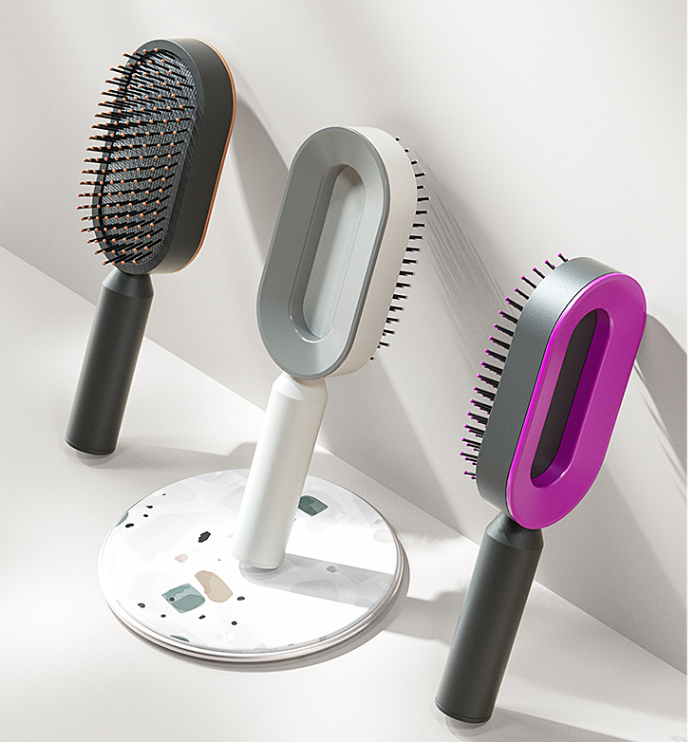 Self Cleaning Hair Brush For Women One-key Cleaning Hair Loss Airbag Massage Scalp Comb Anti-Static Hairbrush