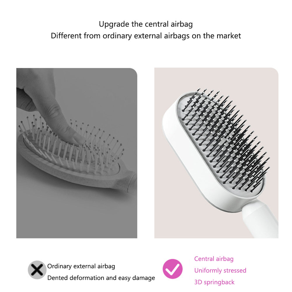 Self Cleaning Hair Brush For Women One-key Cleaning Hair Loss Airbag Massage Scalp Comb Anti-Static Hairbrush